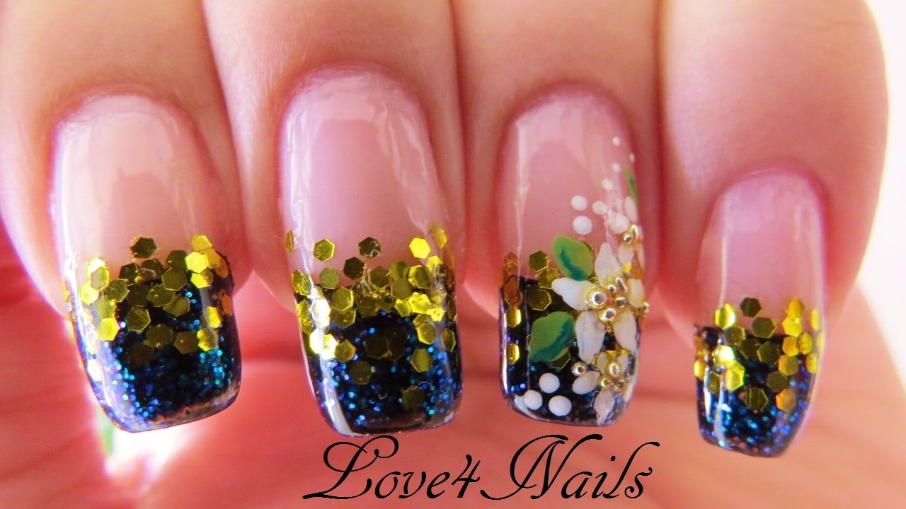 Black and Gold French Manicure Nail Art Tutorial